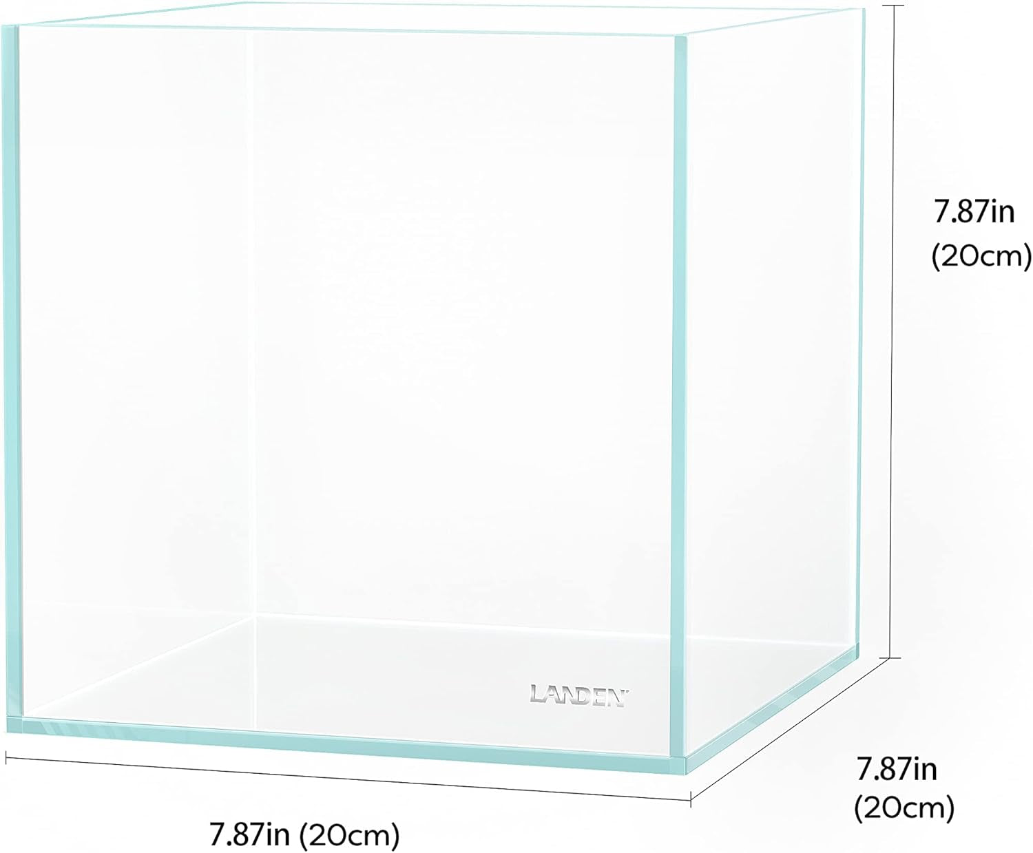 20C 2 Gallon Cube Rimless Low Iron Clear Aquarium Tank, All Glass Aquarium,Small Betta Fish Tank,W7.8×D7.8×H7.8 In(20X20X20Cm) 5Mm Thickness with Nano Foam Leveling Mat