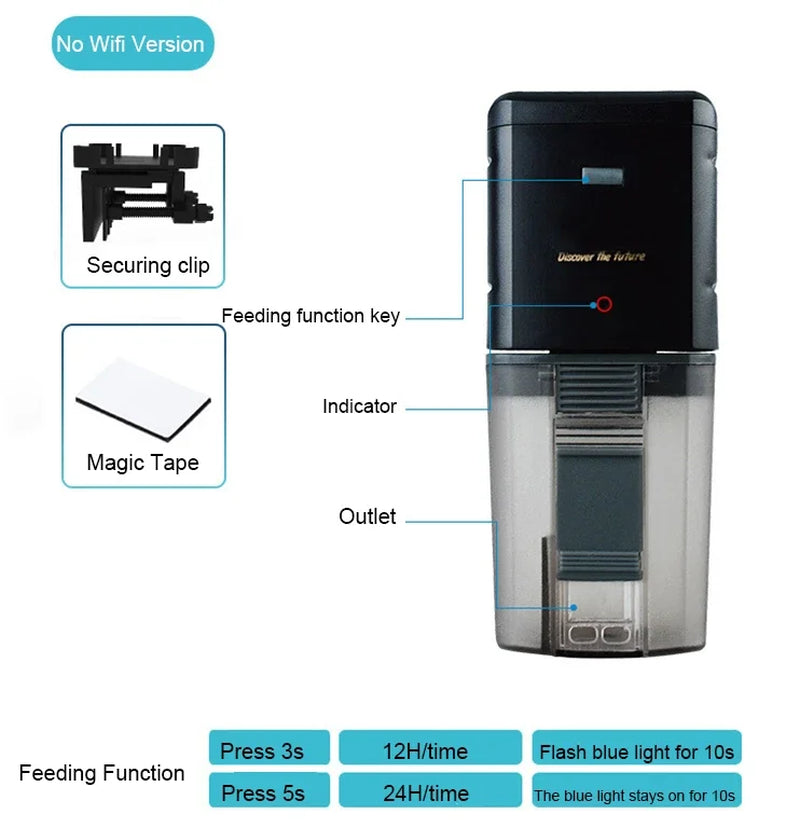 Ilonda Automatic Aquarium Fish Tank Food Feeder Timing Wifi Wireless Intelligent Dispenser