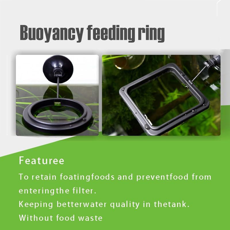 2Pcs Feeding Fish Ring Set, Fish Food Feeder +Thermometer Strip, Tank Decor, Aquarium Tank Accessories for Floating Foods, for Betta, Guppy, Goldfish Etc