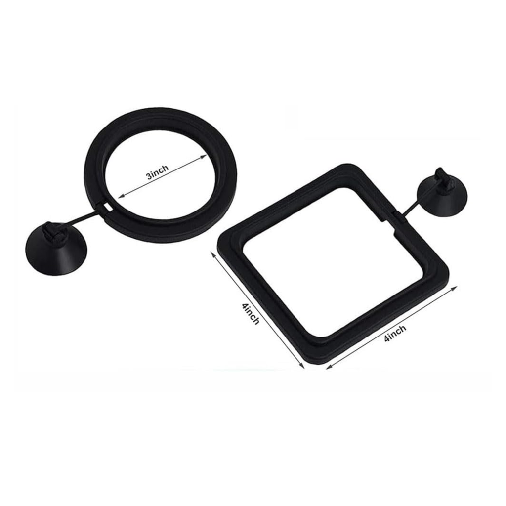 Fish Feeding Rings Set (3-Pack) – Floating Feeders with Thermometer Strip