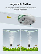 Aquarium Air Pump, Oxygen Fish Air Pump with Adjustable Air Valve, Fish Tank Air Pump with Accessories Tube, Bubble Stone and Check Valve, Tank Aerator Kit
