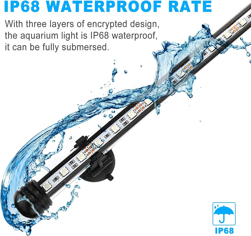 Fish Tank Aquarium Light: Submersible Led Lamp - 15 Inch Waterproof Strip Spotlight with APP Control