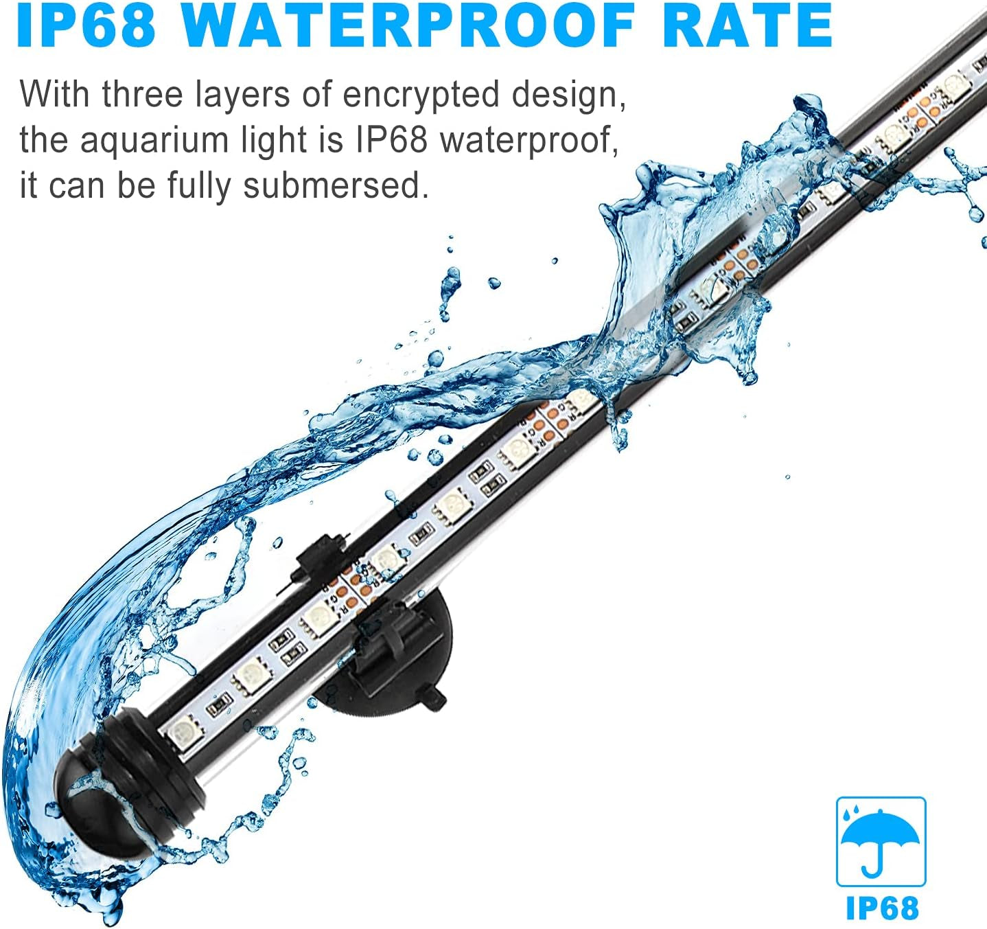 Fish Tank Aquarium Light: Submersible Led Lamp - 15 Inch Waterproof Strip Spotlight with APP Control