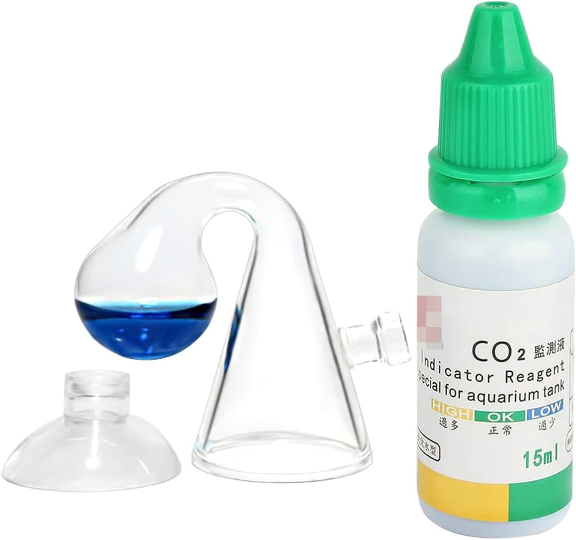 Co2 Drop Checker, Quickest Most Accurate Easiest to Use Glass Co2 Drop Checker for Aquarium Fish Tank with Solution (CO2 Checker with Solution)