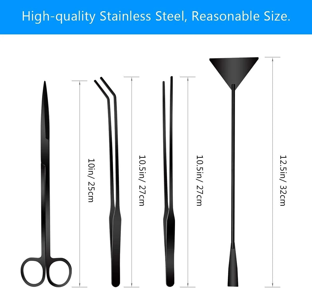 Aquascape Tool Kit Long Stainless Steel Aquarium Plant Tools Aquarium Tweezers Scissors Spatula Tool Set for Fish Tank Aquascape Aquarium Cleaning