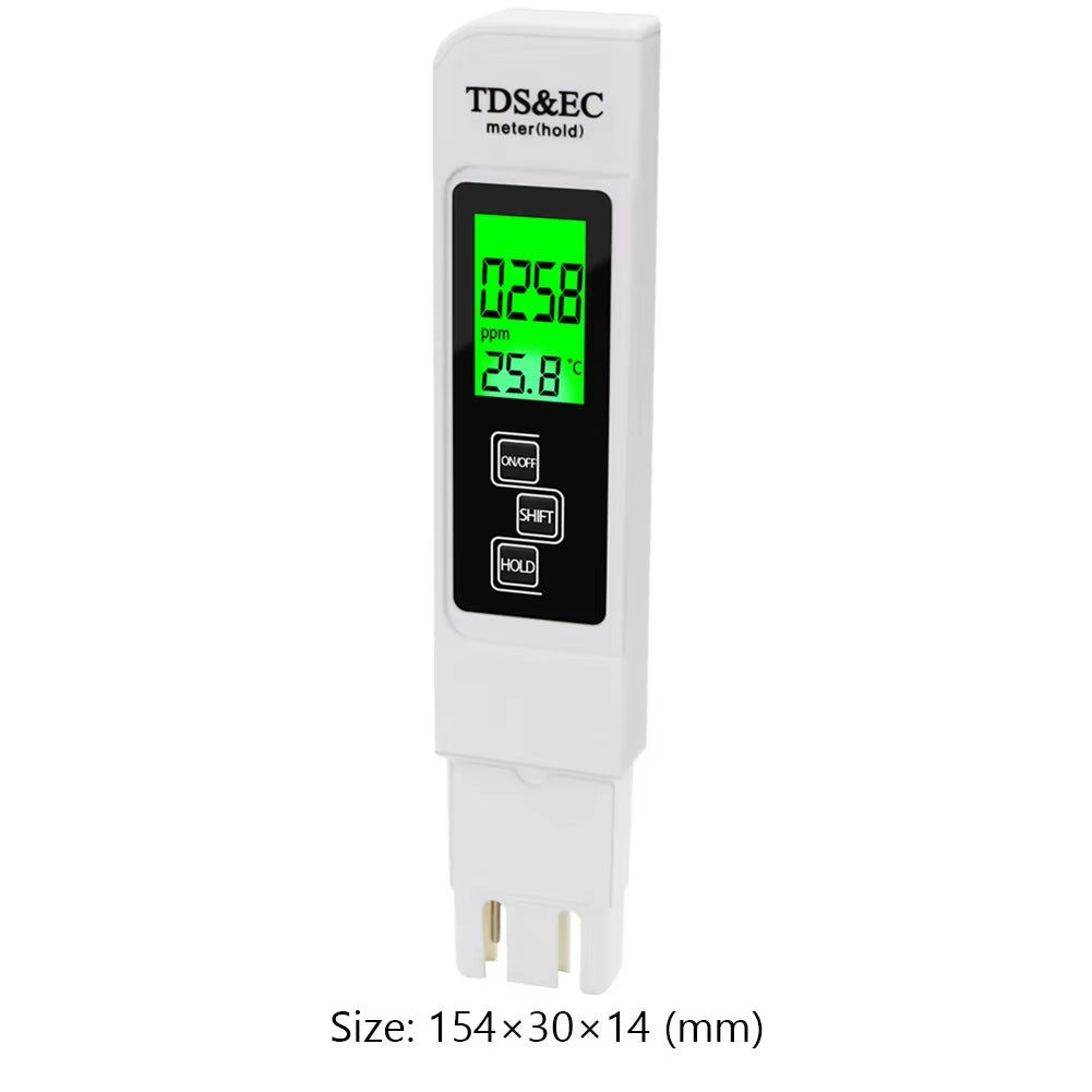 TDS Pen High Precision Water Hardness Instrument EC TDS Tester PH Meter Aquarium Pool Water Quality Purity Testing Pen