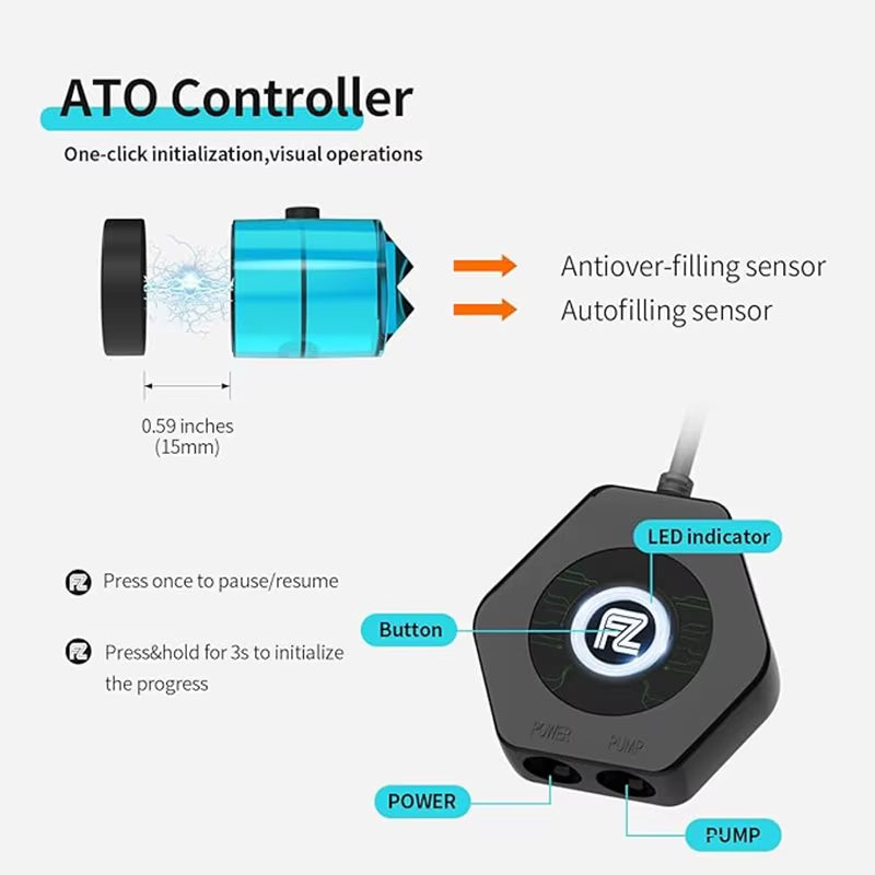 Fzone ATO580 Auto Top off Refilling System Fish Tanks Automatic Mini Aquarium Water Pump Controller Saltwater Fresh Accessories