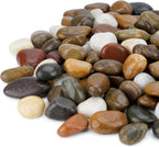 Polished Pebbles, 3/8" Natural Decorative Mixed Color Stones Aquarium Gravel River Rocks for Potted Plants, Landscaping and Home Decor (10-Lb Bag)