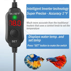 Evjurcn Aquarium Heater 10W Mini Fish Tank Heater with Digital Display Thermostat Adjustable Temperature 64~93F Set Arbitrarily 5V/2A USB Powered Automatic Power-Off for 1 to 5L Tanks(Black)