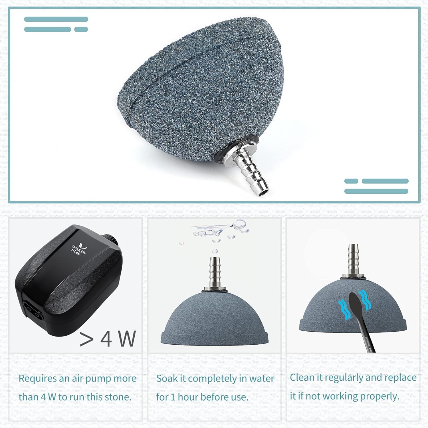 Aquarium Air Stone 2 Inch Bread, Fish Tank Air Stone Oxygen Diffuser for Air Pump Fish Tank Bucket Small Pond and DWC Reservoir