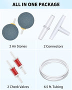 Aquarium Air Pump Dual Outlet Fish Tank Aerator with Accessories for 5-200 Gallon Tank