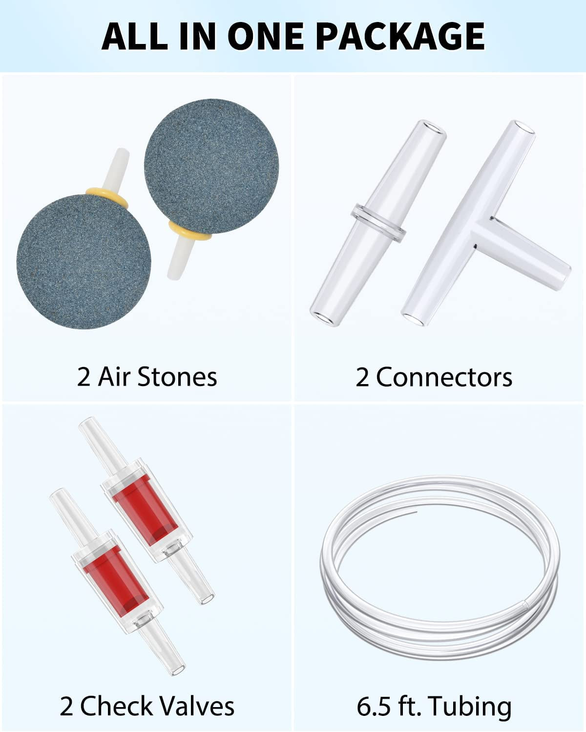 Aquarium Air Pump Dual Outlet Fish Tank Aerator with Accessories for 5-200 Gallon Tank