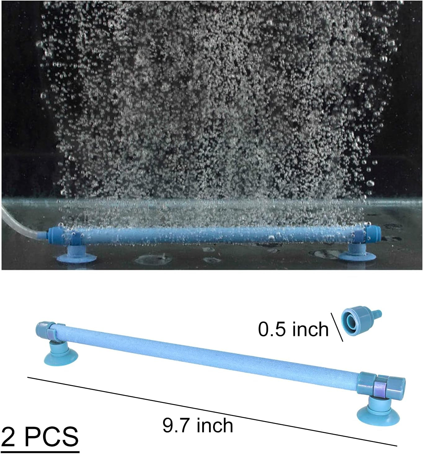 2 Pieces Length Aquarium Air Stone Bubble Wall with Suction Cups, Fish Tank Bubbler Air Bar Tube Bubble Release Diffuser Bar for Fish Tank Air Pump (Blue)