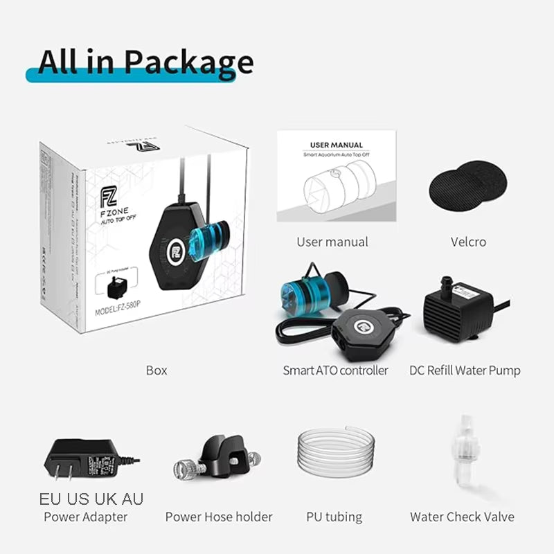 Fzone ATO580 Auto Top off Refilling System Fish Tanks Automatic Mini Aquarium Water Pump Controller Saltwater Fresh Accessories