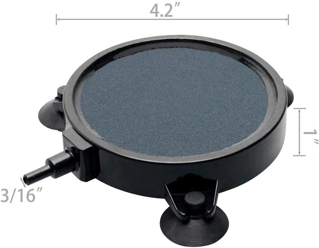 4.2-Inch Air Stone Disc Bubble Diffuser with Suction Cups for Oxygenation in Fresh/Saltwater Tanks, Ponds, Hydroponic, Aquaponics, and as a Decorative Airstone for Aquariums