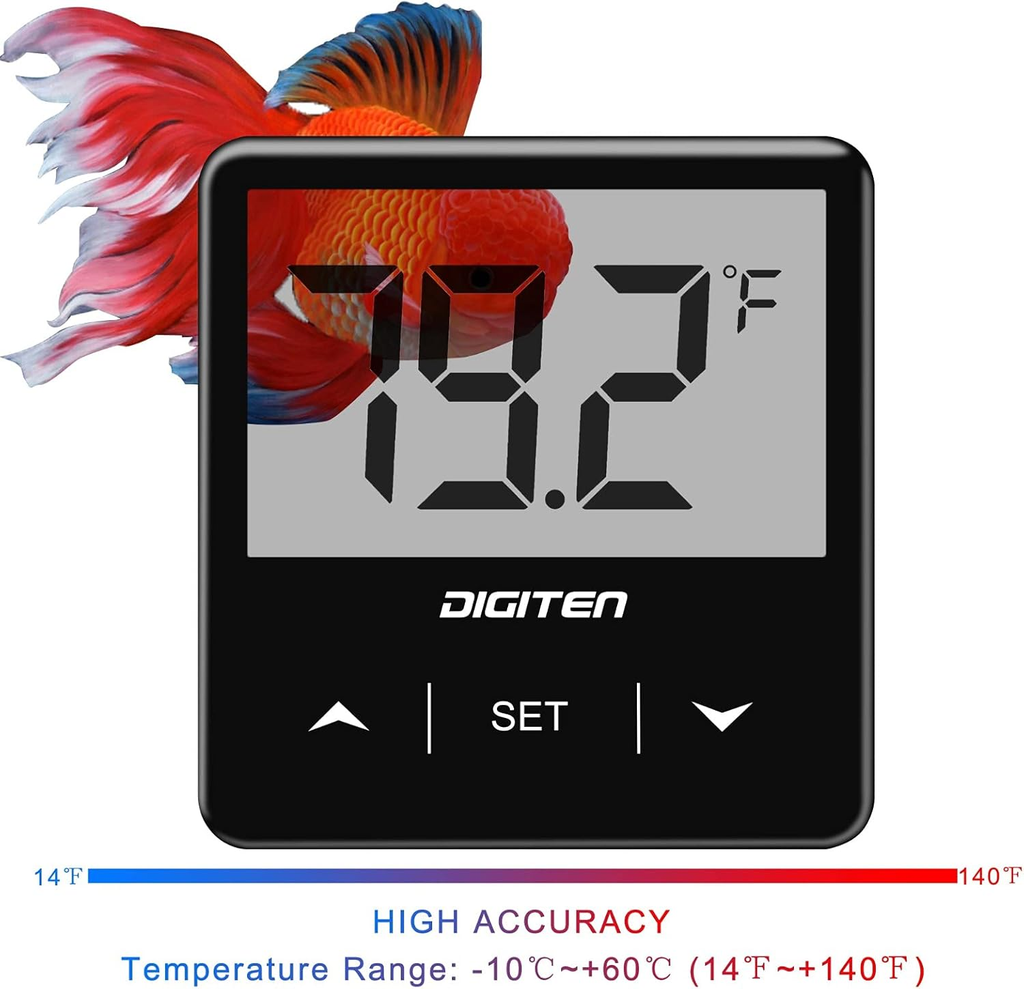 Digital Stick-On Aquarium Thermometer – Transparent LCD Display