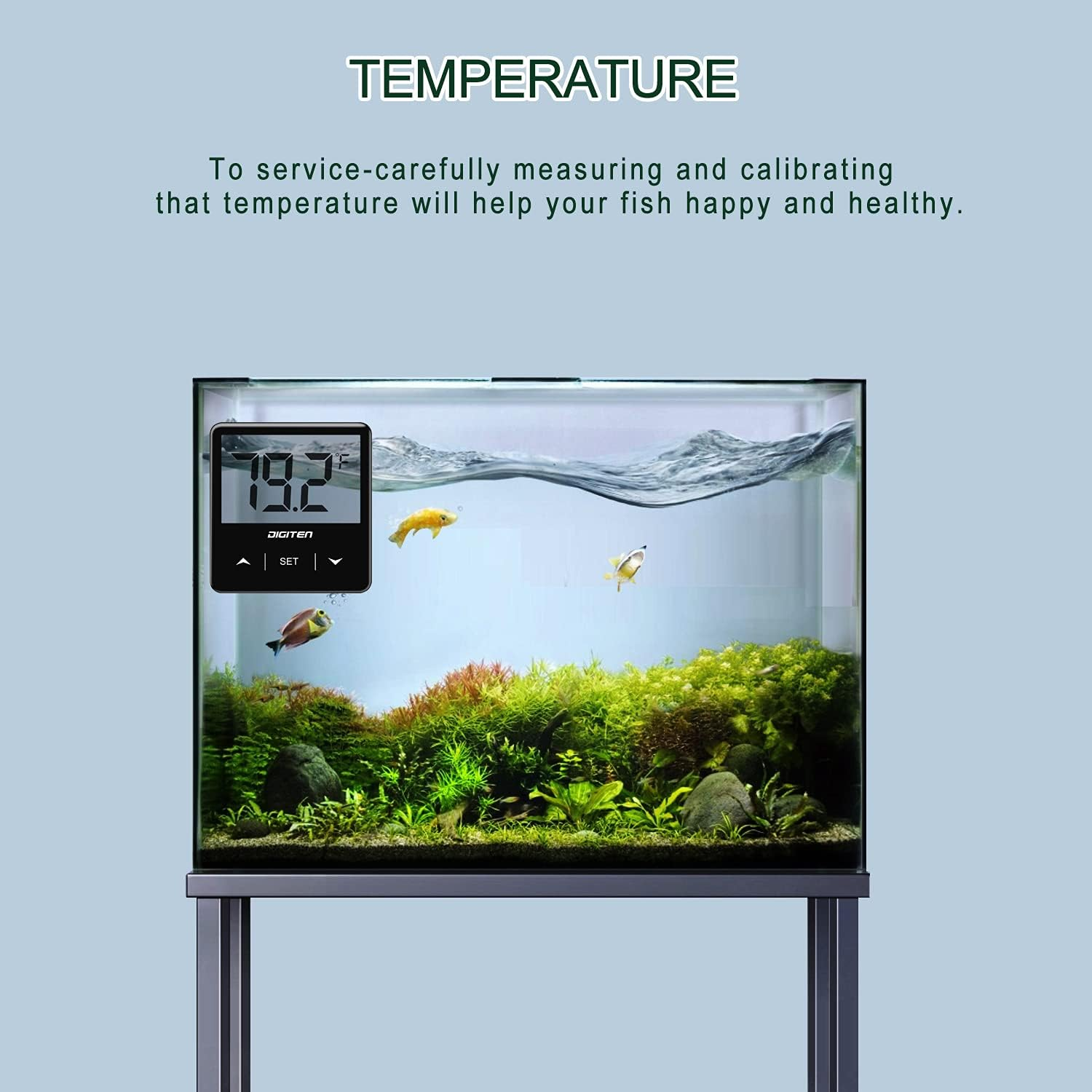 Digital Stick-On Aquarium Thermometer – Transparent LCD Display