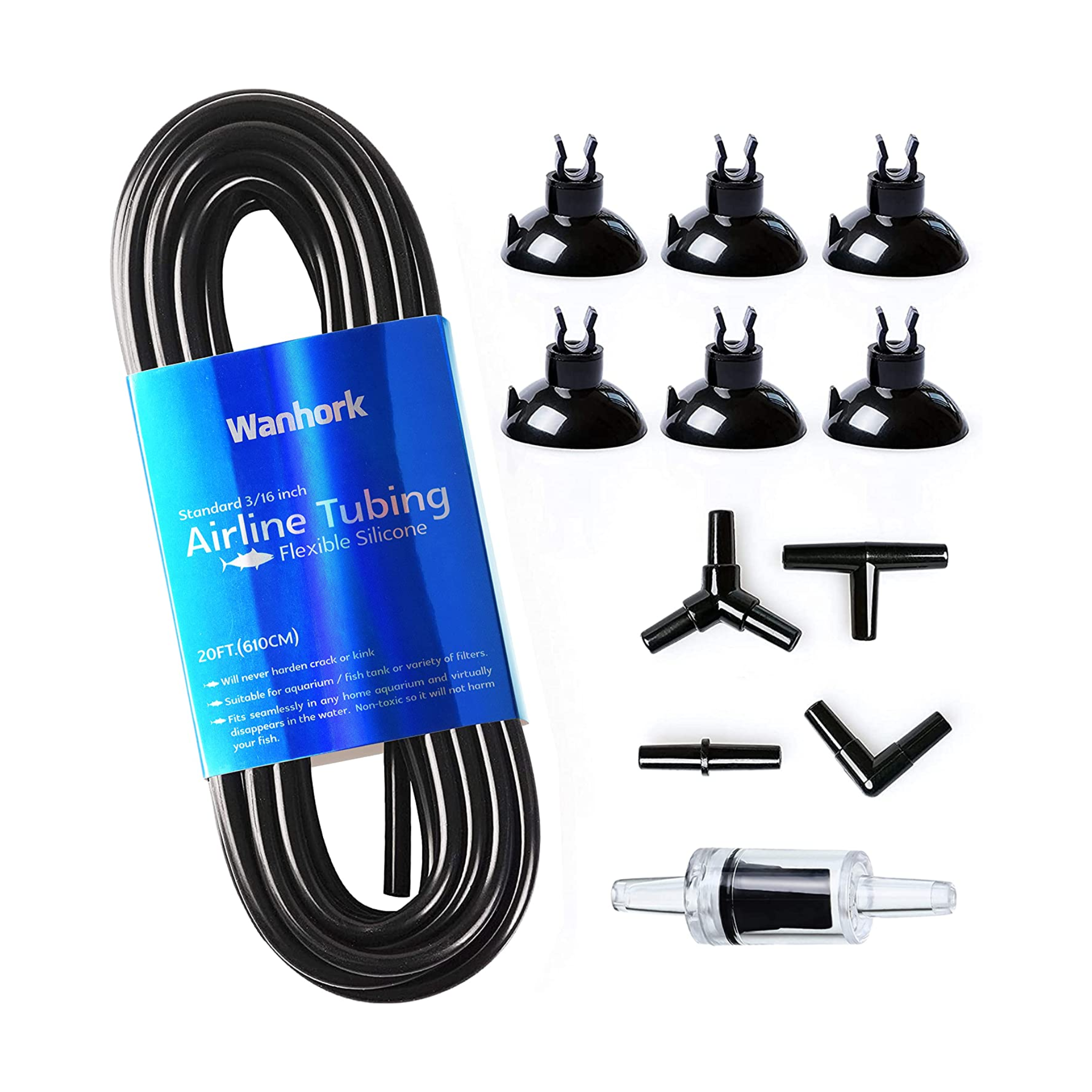 Flexible Airline Tubing Kit 3/16" – 20 ft Silicone Hose with Valves & Clips