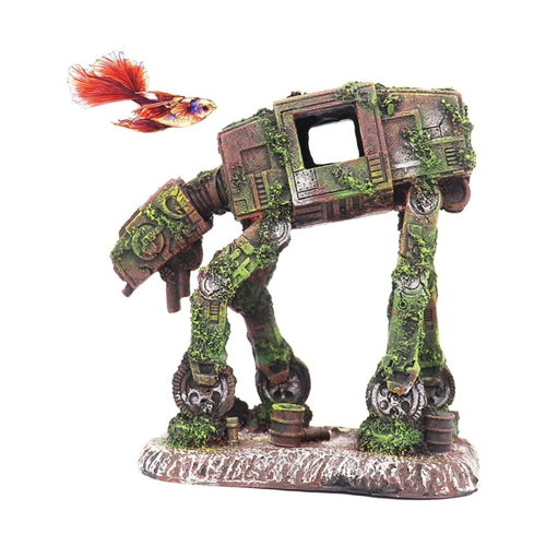 AT-AT Walking Tank Aquarium Ornament – Resin Betta Hideout, Cool Sci-Fi Decoration (Small)