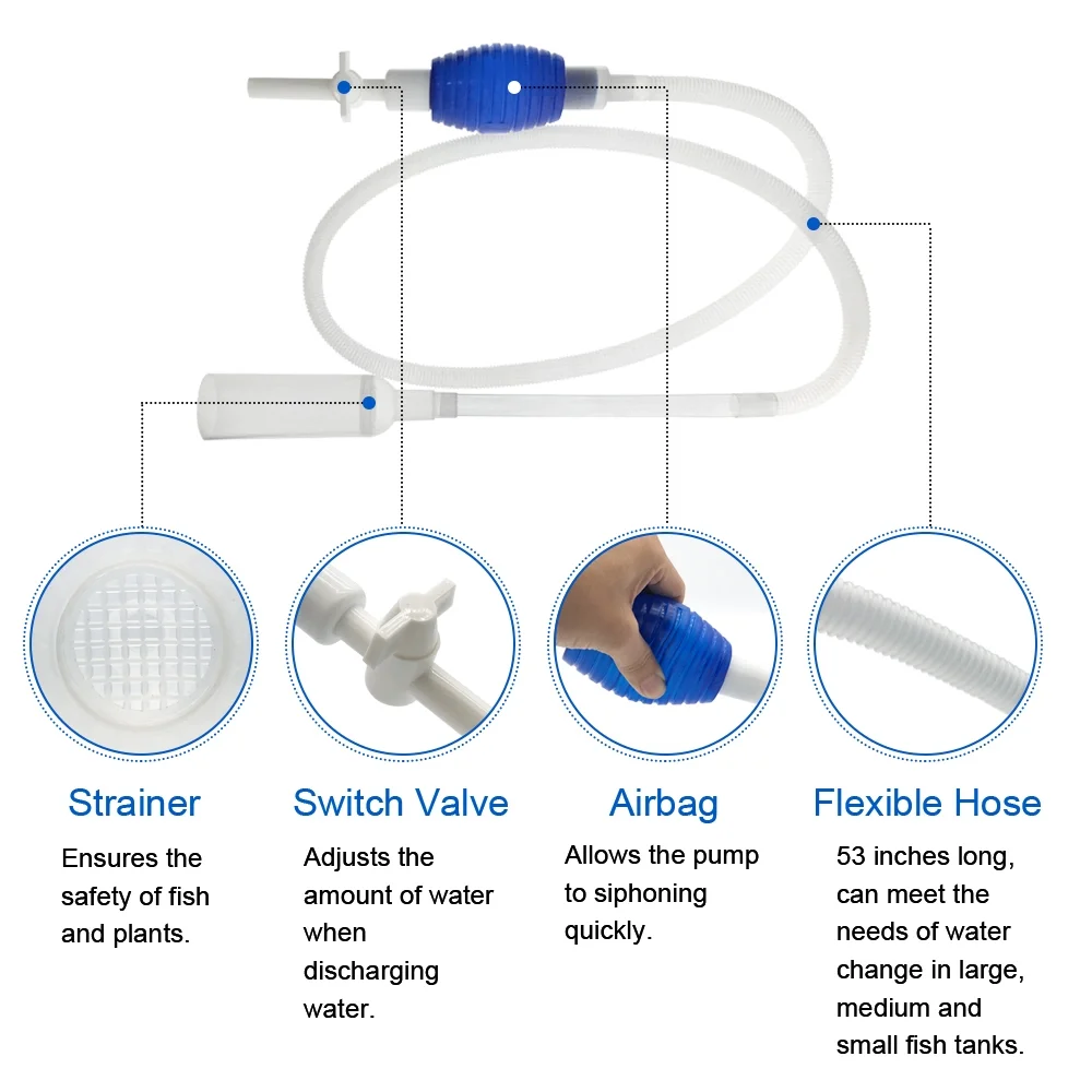 5-in-1 Aquarium Cleaning Kit – Gravel Vacuum, Scraper, Net & Tools