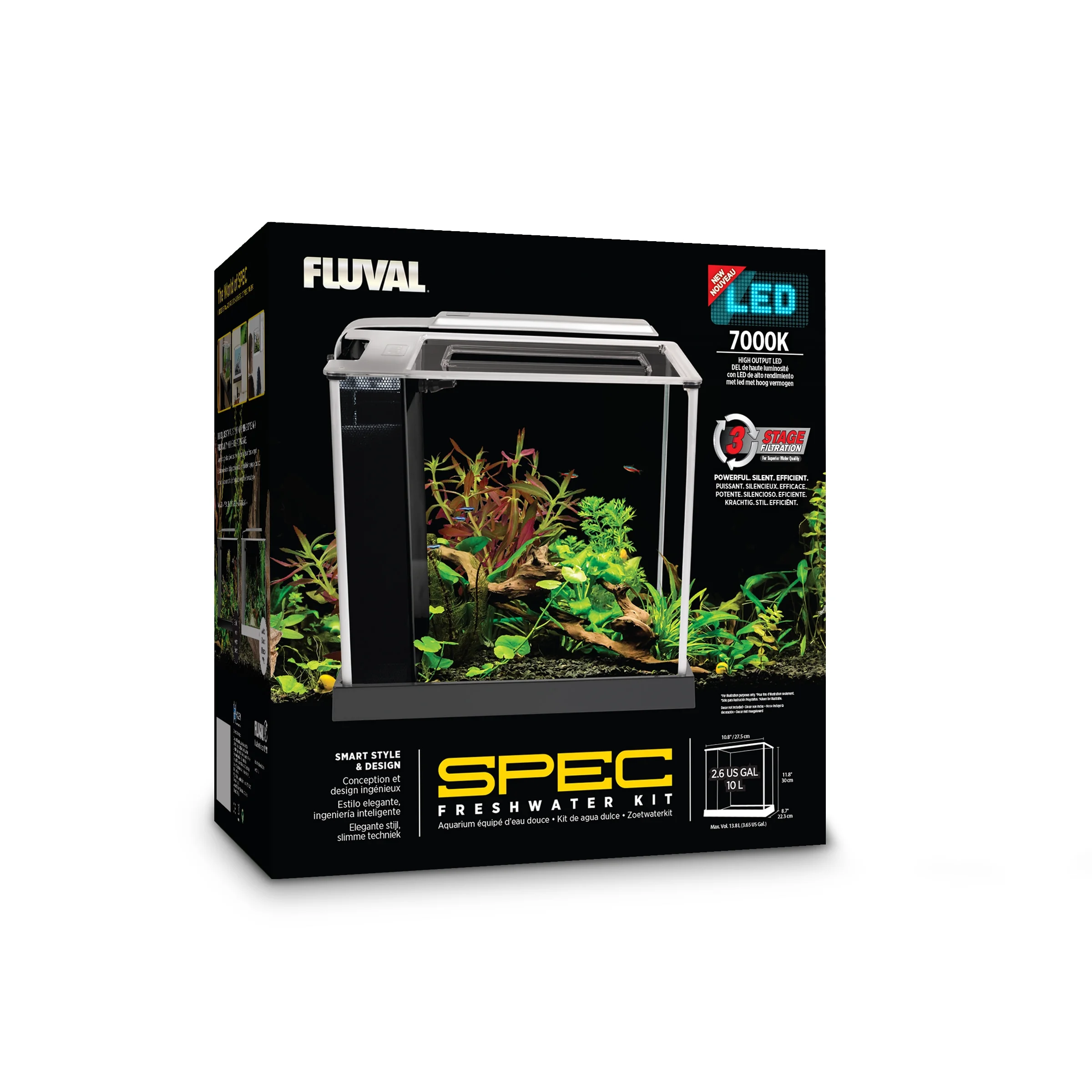Fluval Spec III Nano Aquarium Kit – 2.6 Gal with LED & 3-Stage Filtration