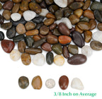 Polished Pebbles, 3/8" Natural Decorative Mixed Color Stones Aquarium Gravel River Rocks for Potted Plants, Landscaping and Home Decor (10-Lb Bag)