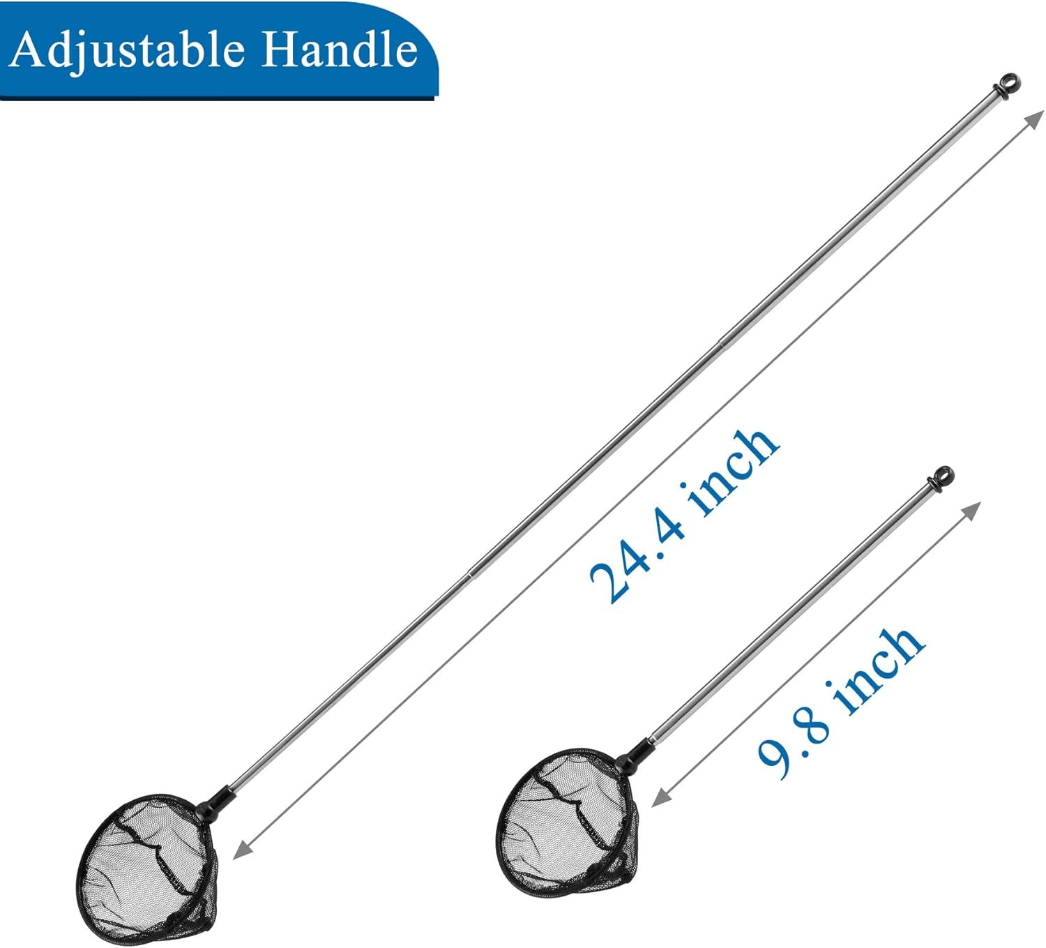 Aquarium Fish Net with Extendable Stainless Steel Long Handle Fine Mesh Net for Fish Tank