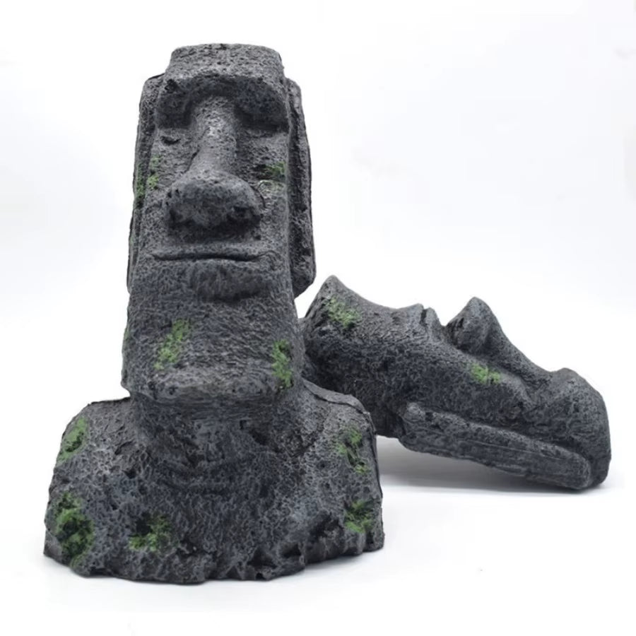 Easter Island Stone Statue Resin Ornament Fish Tank Aquarium Decoration Artificial Stone Aquarium Decor