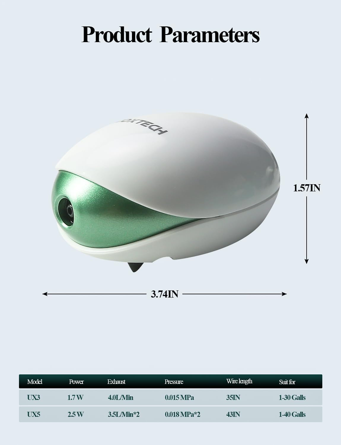 Aquarium Air Pump, Oxygen Fish Air Pump with Adjustable Air Valve, Fish Tank Air Pump with Accessories Tube, Bubble Stone and Check Valve, Tank Aerator Kit