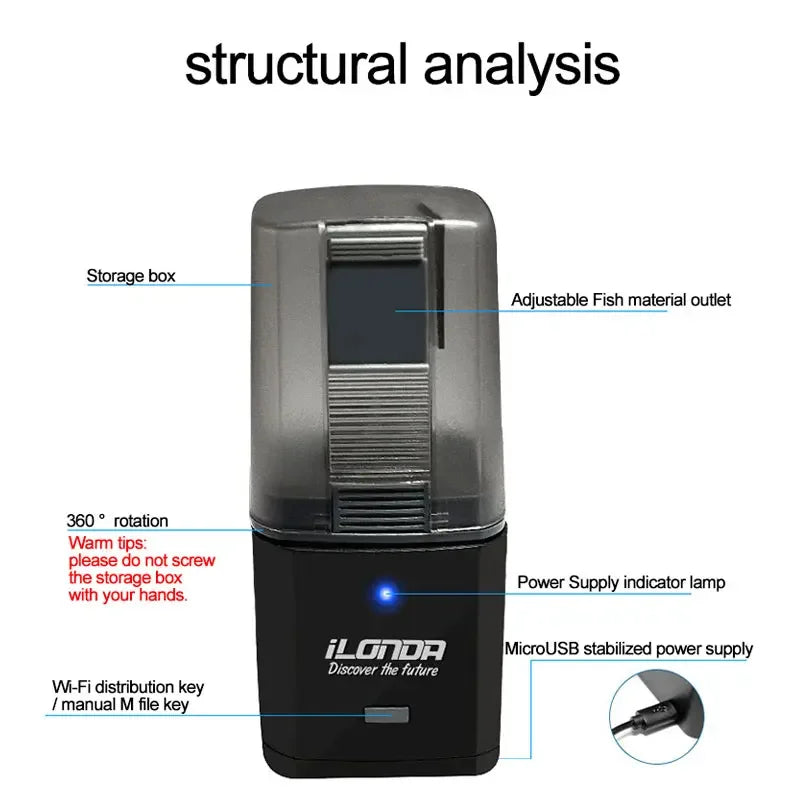 Ilonda Automatic Aquarium Fish Tank Food Feeder Timing Wifi Wireless Intelligent Dispenser