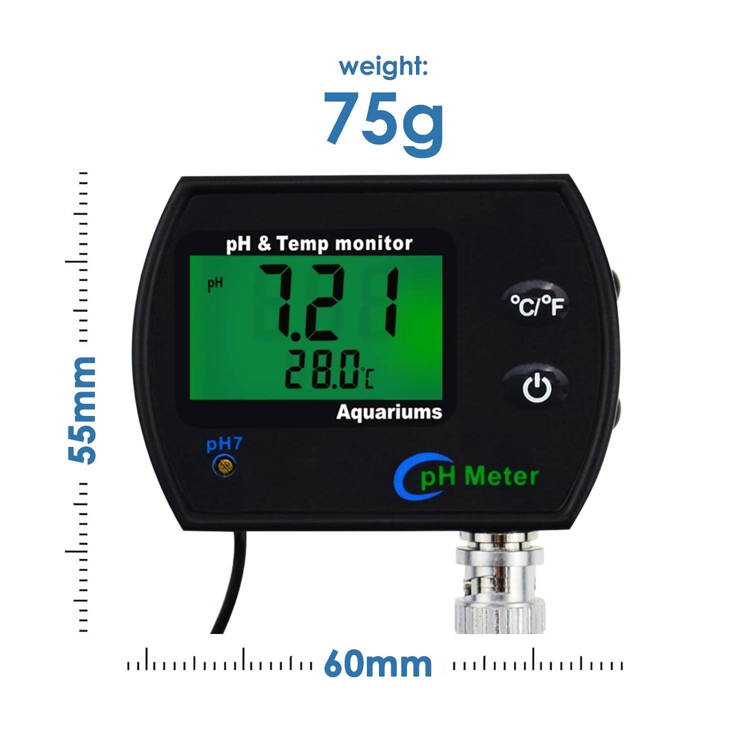 PH Monitor & Temperature Meter 2 in 1 Digital Water Quality Tester Sensor Test Kit with Automatic Calibration/Replaceable BNC Electrode Probe for Aquariums Hydroponics Tanks Aquaculture Laboratory