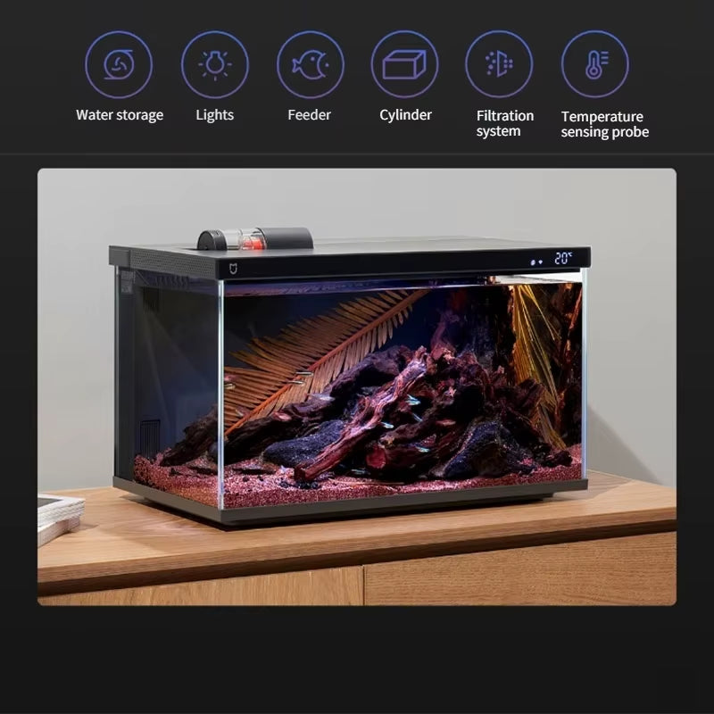 Xiaomi  Smart Fish Tank MYG100 Work with  APP Mobile Controlled Remote Feeding Smart Lighting System Light Aquarium