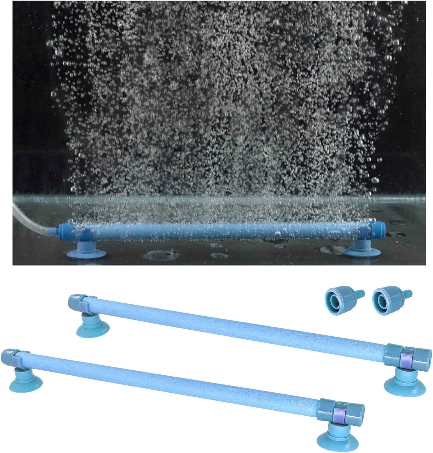 2 Pieces Length Aquarium Air Stone Bubble Wall with Suction Cups, Fish Tank Bubbler Air Bar Tube Bubble Release Diffuser Bar for Fish Tank Air Pump (Blue)